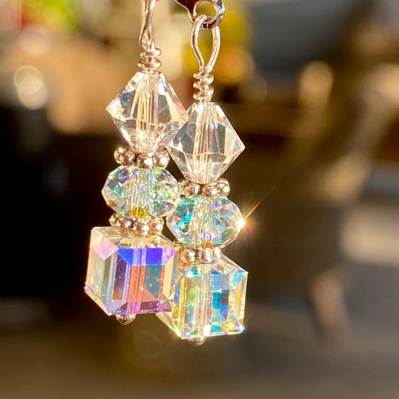 Hand Crafted Jewelry - Dazzling sparkly Swarovski crystal earrings